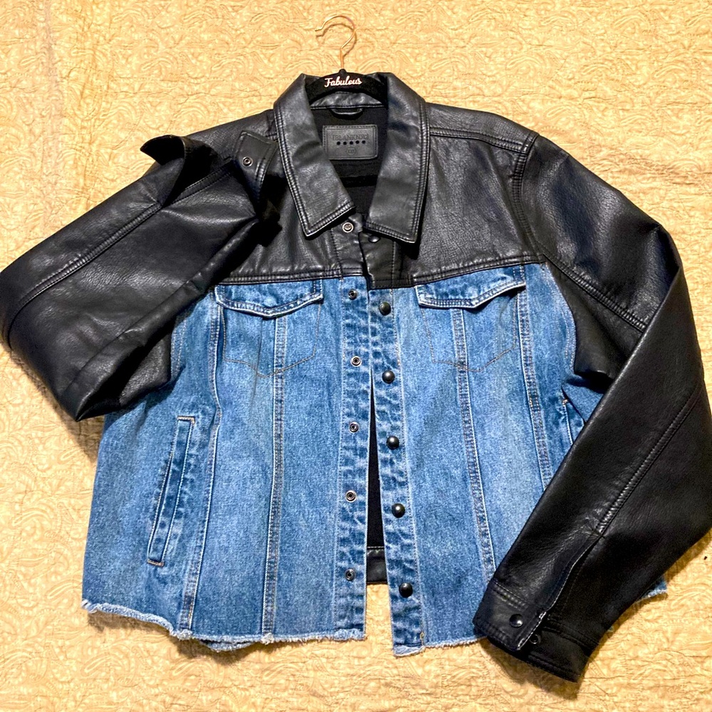 BLANKNYC  Heavy Faux Leather and denim jacket. 2X